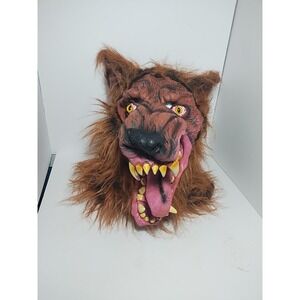 Vintage Realistic Fur Latex Scary Werewolf Wolf‎ Halloween Mask Brown Pullover